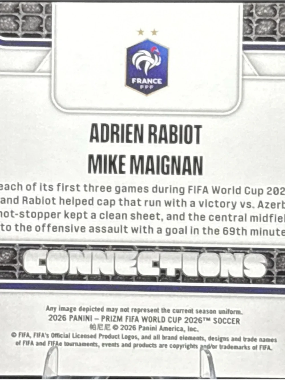 Panini France Connections Soccer Trading Card - Adrien Rabiot & Mike Maignan